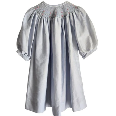 Royal Child 18M Blue Smocked Bishop Dress Roses Baby Girl Easter - Image 1 of 4
