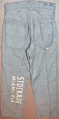 -Raro- Años 50 -MIAMI STOCKADE JAIL- Pantalones de mezclilla azules de trabajo vintage para hombre Foto 1 de 4