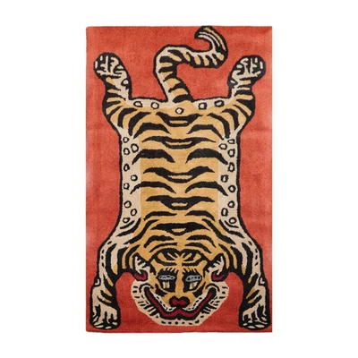 Tiger Handmade 100% Wool Novelty/Animal Oriental Area Rug Terracotta 8x10 - Image 1 of 4