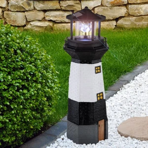 Leuchtturm Solarlampe Außenleuchte Gartenleuchte LED weiß schwarz Deko Lampe - Bild 1 von 10