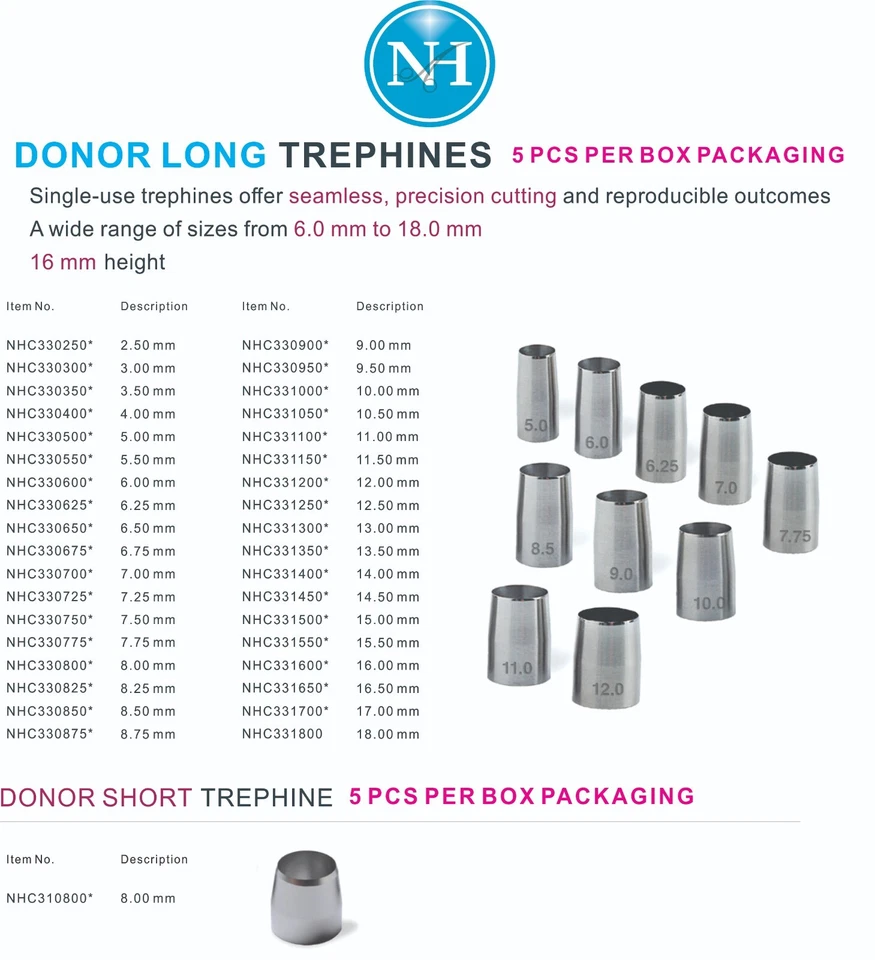 Trefinos corneales desechables para trasplante de córnea (5 piezas cada paquete de caja) Foto 1 de 4