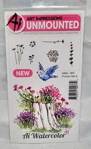 NEW Art Impressions Watercolor Cling Rubber Stamps-Flower Set 2 4868 - Picture 1 of 4