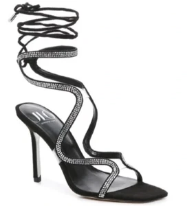 JLO by Jennifer Lopez Gabbie Womens Ankle Strap Tie Heels Sandals Size 8.0 Black - Picture 1 of 15