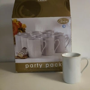 NEW Gibson Everyday WHITE GOLD Porcelain Party Pack 11 oz Coffee Mugs 12 - Picture 1 of 7