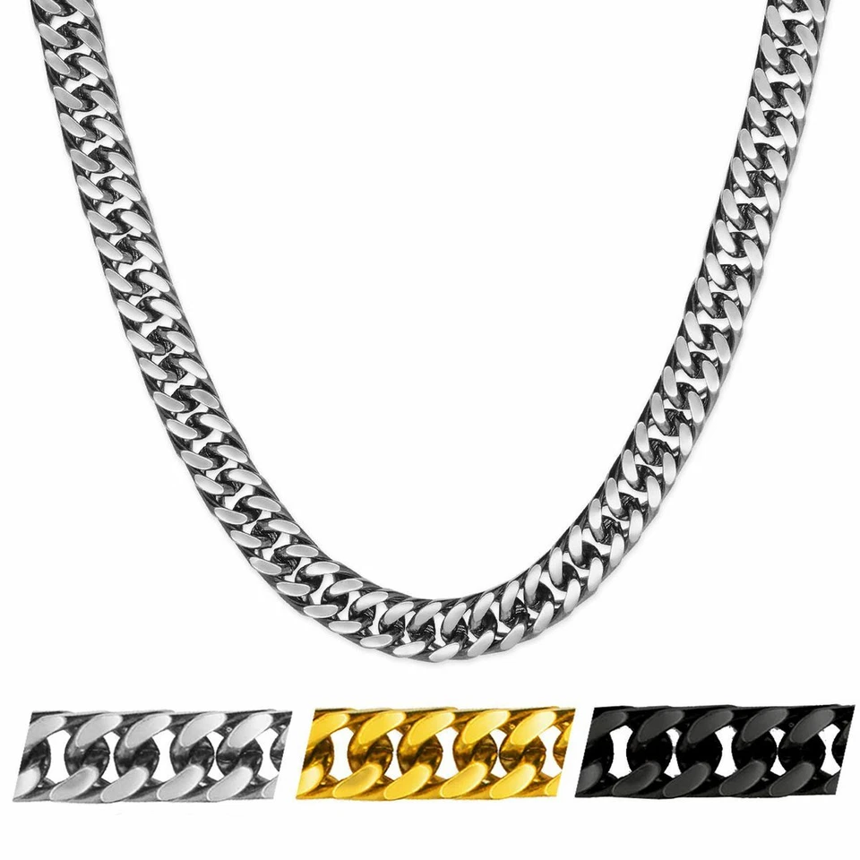 Edelstahl Panzerkette / Armband  Herrenkette Halskette Kette Silber Schwarz Gold - Bild 1 von 1