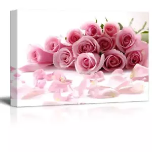Bouquet of Beautiful Pink Rose Flowers - Canvas Wall Art Home Decor - 16" x 24" - Picture 1 of 3