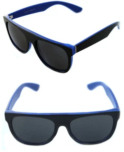 Men's Flat Top Sunglasses Impero Super Polished Black Blue Frame Retro Vintage - Picture 1 of 10
