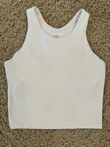 Girls Athleta Girl White Crop Tank Built In Bra Racerback Size: XL (14) - Picture 1 of 5