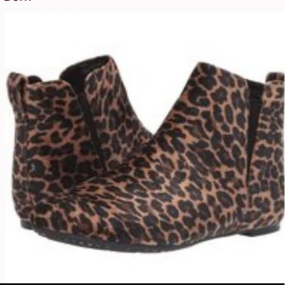 НОВОРОЖДЕННЫЙ женщин лодыжки леопард печать ткани ботинки плоскостях туфли размер 6,5 М - Изображение 1 из 4