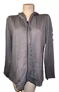 LOGO Lounge Lori Goldstein Jacke Gr. L grau French Terry Strick Satin Zip Hoodie - Bild 1 von 6