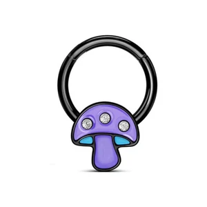 1- 16 Gauge Purple or Red Mushroom Septum Nose Captive Ear Lip Helix Tragus C316 - Picture 1 of 18