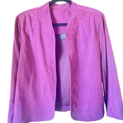 Southern Lady Petite Vintage Para Mujer Color Plomada Frente Abierto Gamuza Sentimiento LG Foto 1 de 4