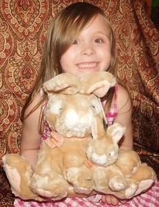 Russ Apricot Mommy & baby Honey Bunny rabbits Plush Stuffed Toy New NWT 14" (A) - Bild 1 von 3