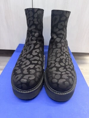 Botas/botín Stuart Weitzman 5050 negras de gamuza elástica con estampado de leopardo 8,5 39 Foto 1 de 4
