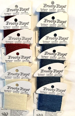 Rainbow Gallery Frosty Rays Thread Lot of 12 Cards 5Yds Asstd Xmas Colors New - Image 1 of 4