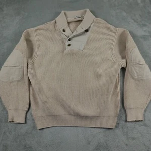 Orvis Sweater Mens XXL Brown Military Heavyweight Knit Outdoor Elbow Patch - Picture 1 of 8