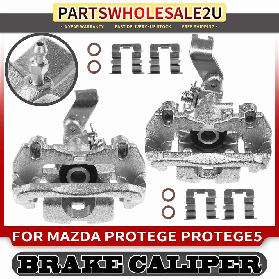 2x Rear Disc Brake Caliper w/ Bracket for Mazda Protege 01-03 Protege5 2002-2003 - Image 1 of 4