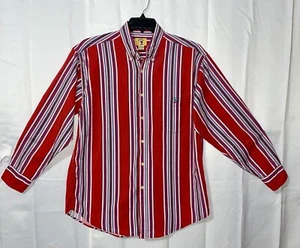 Vintage 90’s Gr. L Herren Duck Head rot bunt gestreift Knopf Hemd Langarm - Bild 1 von 14