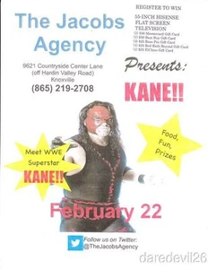2014 Kane The Jacobs Agency WWE Wrestling Knoxville, TN Appearance Flyer - Picture 1 of 1
