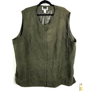 Maggie Barnes Tunic Womens 34W Plus Size Green Faux Suede Microfiber Career - Picture 1 of 16