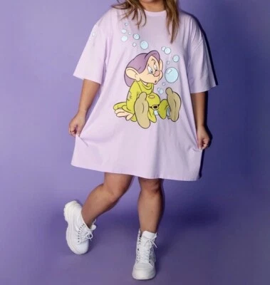 Cakeworthy 迪士尼雪白 Dopey 泡泡 T 恤连衣裙 L 码 XL 全新 — 第 1/4 张图片