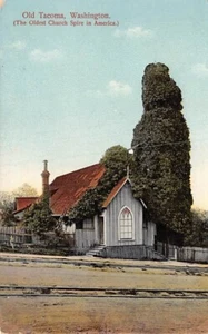 Postal WA: Old Tacoma, Washington, Oldest Church Spire, DB publicado en 1910 - Imagen 1 de 3