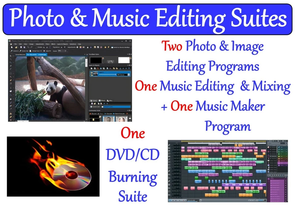 Photograph Editing Software 5 PROGRAM DVD With Music creation & Editing Suites - Image 1 of 1
