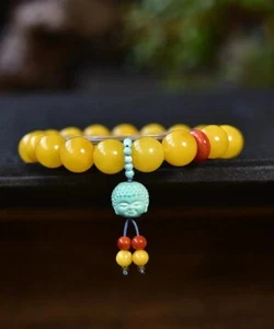 Genuine Natural Amber Round Beads Bracelet 11mm Certificate - Picture 1 of 9