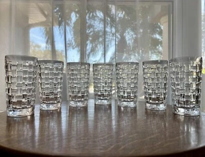 7 Nachtmann Bossa Nova Becher Collins schwere Kristallgläser Korbgeflecht - Bild 1 von 13