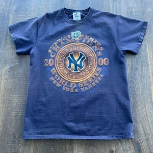 Vtg NY Yankees 2000 World Series Champions Ring Shirt Logo Athletic Med Supreme - Picture 1 of 7