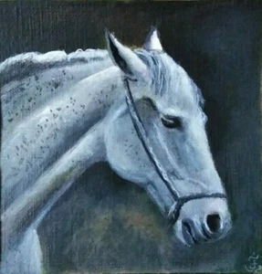 PEGASUS PFERD Portrait handgemalt original Acryl signiert von Velasquez - Bild 1 von 1