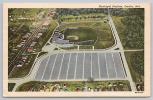 1940s Omaha, Nebraska - Municipal Baseball Stadium - Ball Park Unposted Postcard - Picture 1 of 3
