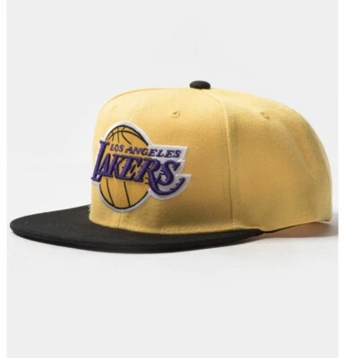 Mitchell & Ness 洛杉矶湖人队平沿帽核心基本金 OSFM — 第 1/2 张图片