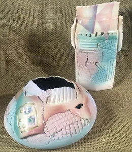 Gail Markiewicz Signed Ceramic Art Contemporary Pair Vintage Slab - Picture 1 of 12
