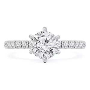 Anello di fidanzamento pavimentazione diamantata 0,91 CT VS1 H rotondo VS1 H oro bianco 14K - Foto 1 di 7