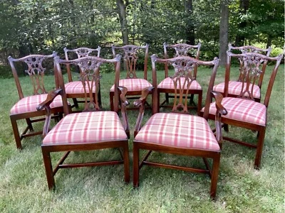 Sillas de comedor estilo Chippendale inglés caoba - Juego de 8 Foto 1 de 4