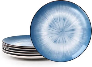 10.5'' Dinner Plate Set of 6, 26.5cm Ceramic Dinner Plate,Salad Plate,Blue Plate - Picture 1 of 9