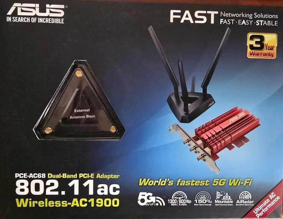 Scheda di rete WIFI PCI-E ASUS PCE-AC68 - Immagine 1 di 2