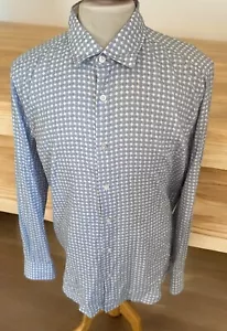 Mens Boss Hugo Boss Regular Fit Tailored Blue Poka Dots Button Down Shirt Sz XL - Picture 1 of 6