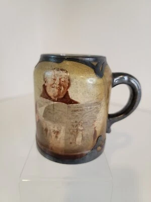 Taza antigua Morris Willmore Pottery Co. Burnham’s Clam Bouillon acento plateado Foto 1 de 4