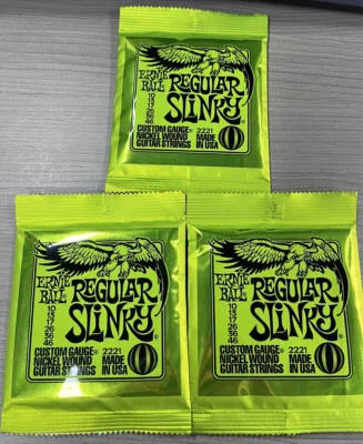 ** 3 комплекта! СТРУНЫ ДЛЯ ЭЛЕКТРОГИТАРЫ ERNIE BALLREGULAR SLINKY 10-46 2221 ** - Изображение 1 из 3