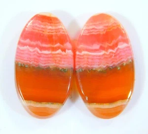 100% NATURAL RHODOCHROSITE PAIR OVAL CABOCHON GEMSTONE 23.CT 21x12x4 MM CY=350 - Picture 1 of 6