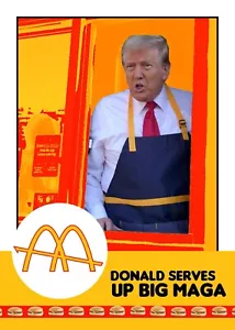 Donald Trump 45th U.S President McDonalds Trading Card “Serves Up MAGA Meal” - Picture 1 of 1