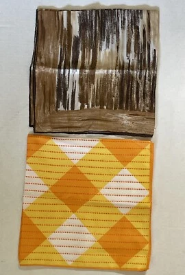 2 Bufandas De Colección Glentex Naranja y Amarillo Geométricas y Rayas Marrones Hechas en Japón Foto 1 de 4
