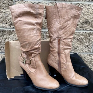 Guess Mallay Light Brown Leather Boots-Size 7.5 - Picture 1 of 6