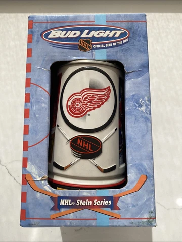 DETROIT RED WINGS HOCKEY NHL STEIN from BUD LIGHT Busch Budweiser mug with box Cover