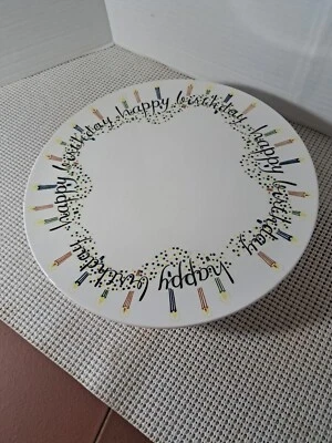 Suporte de bolo vintage cerâmica feliz aniversário decoração vela ~11" P-4208 - Imagem 1 de 4