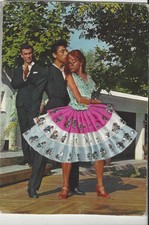 SPANISH DANCING LADY EMBROIDERED SILK DRESS MATERIAL SKIRT, SEQUINS