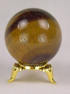 Butw Golden Tiger Eye Sphäre 44mm Lapidarium Mit Goldton Ständer 4882K - Bild 1 von 2