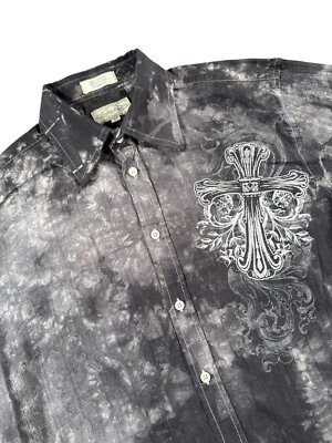 Vintage Eighty Eight Button Long Sleeve Shirt Mens Medium Cross Grunge Goth Y2K - Image 1 of 4
